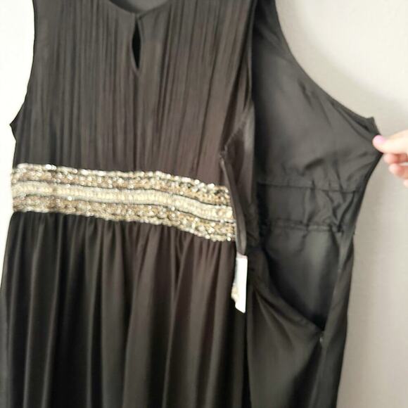 Ulla Popken Semi-Formal Sleeveless Black Chiffon Beaded Midi Dress Plus Size 5X - Picture 9 of 13